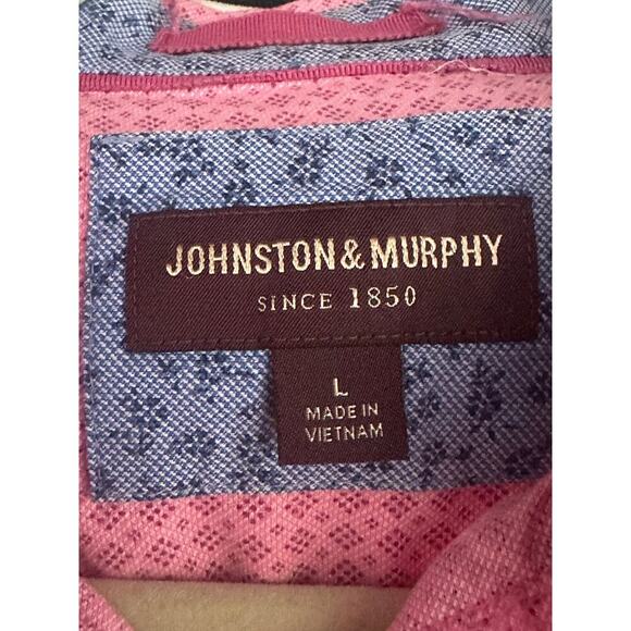 Johnston & Murphy Pink Button-Up Shirt Large Geometric Print 100% Cotton Large - Picture 3 of 5